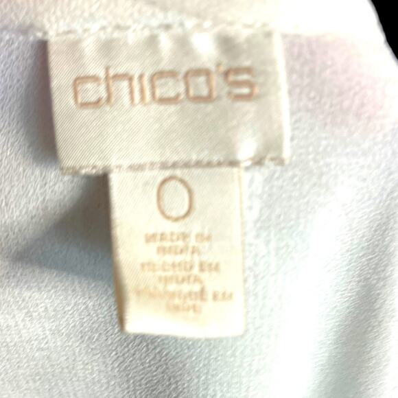 CHICO’S Women White Sheer Silver Beads in Geometric design Light jacket Size 0 - Picture 2 of 12